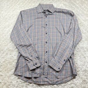 Jared Lang Shirt Men's Large Plaid Button Down Long Sleeve Dress Office Work